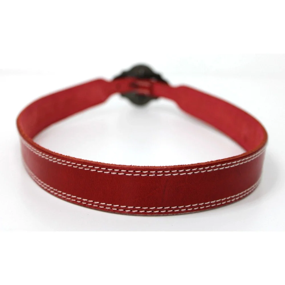 Vintage 80’s Liz Claiborne Stitched Red Leather Belt Western Women's Medium